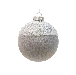 NORTHLIGHT 4" Glass Ball With Beads And Glitter Christmas Ornament In Silver