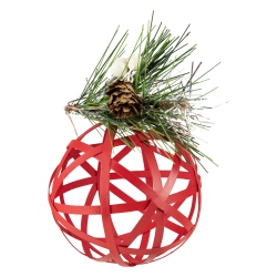 NORTHLIGHT 5" Rattan Style Christmas Ball Ornament In Red