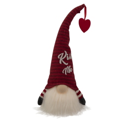 NORTHLIGHT 14" Lighted Striped 'kiss Me' Valentine's Day Gnome In Red