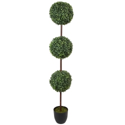 NORTHLIGHT 4' Artificial Two-Tone Boxwood Triple Ball Topiary Tree With Round Pot, Unlit