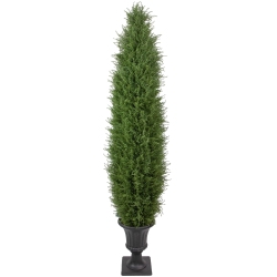 NORTHLIGHT Real Touch Artificial Cedar Pine Arborvitae Tree In Urn Style Pot, Unlit - 5'