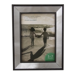 NORTHLIGHT 9" And Silver Glass Mirror Encased Photo Frame for 5" X 7" Photo In Black