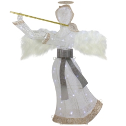 NORTHLIGHT 36" Led Lighted Lace Angel With Flute Outdoor Christmas Decoration