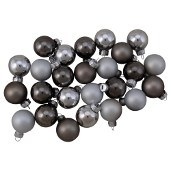 NORTHLIGHT 28Ct Silver And Glass Christmas Ball Ornaments 1" (25Mm) In Gray