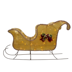 NORTHLIGHT Lighted Shiny Christmas Sleigh Outdoor Yard Decoration, 36-Inch In Gold