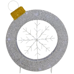 NORTHLIGHT 20" Led Lighted Tinsel Ornament With Snowflake Outdoor Christmas Decoration In Silver