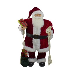 NORTHLIGHT 32" Traditional Santa Claus With Gift Bag And List Christmas Figure