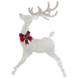 NORTHLIGHT 56" Led Lighted Reindeer With Glitter Bow Outdoor Christmas Decoration