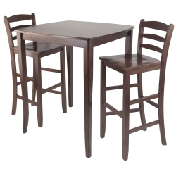 SLICKBLUE Inglewood 3-PC High Dining Table With Ladder-Back Bar Stools, Walnut