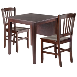 SLICKBLUE Perrone 3-PC Drop Leaf Table With Slat Back Chairs, Walnut