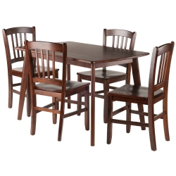SLICKBLUE Shaye 5-PC Dining Table With Slat Back Chairs, Walnut