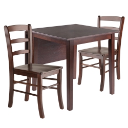 SLICKBLUE Perrone 3-PC Drop Leaf Table With Ladder-Back Chairs, Walnut
