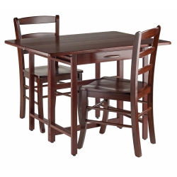 SLICKBLUE Taylor 3-PC Drop Leaf Table With Ladder-Back Chairs, Walnut