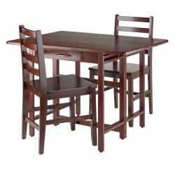 SLICKBLUE Taylor 3-PC Drop Leaf Table With Ladder-Back Chairs, Walnut