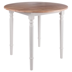 SLICKBLUE Sorella Round Drop Leaf Table, Natural And In White