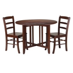SLICKBLUE Alamo 3-PC Drop Leaf Table With Ladder-Back Chairs, Walnut