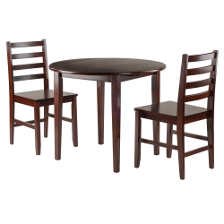 SLICKBLUE Clayton 3-PC Drop Leaf Table With Ladder-Back Chairs, Walnut