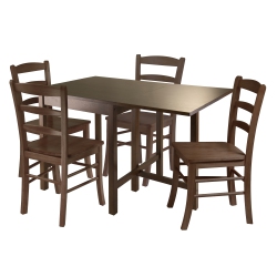 SLICKBLUE Lynden 5-PC Dining Table With Ladder-Back Chairs, Walnut