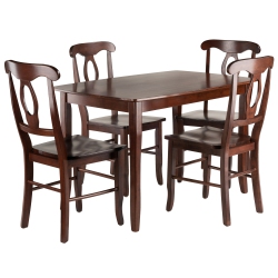 SLICKBLUE Inglewood 5-PC Dining Table With Key Hole Back Chairs, Walnut