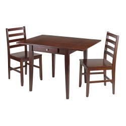 SLICKBLUE Hamilton 3-PC Drop Leaf Table With Ladder-Back Chairs, Walnut