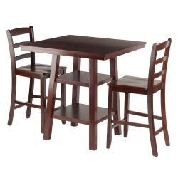 SLICKBLUE Orlando 3-PC High Table With Ladder-Back Counter Stools, Walnut
