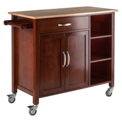 SLICKBLUE Mabel Utility Kitchen Cart, Walnut And Natural
