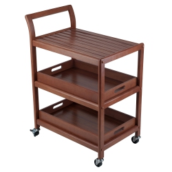 SLICKBLUE Albert 3-Tier Entertainment Cart, Walnut
