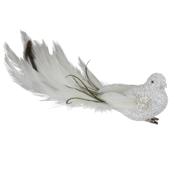 NORTHLIGHT 8" Glittered Clip On Bird Christmas Ornament In White