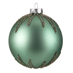 NORTHLIGHT 4" Matte Starburst Design Glass Ball Christmas Ornament In Green
