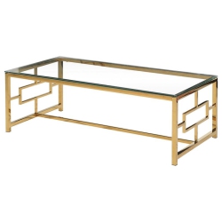 BEST MASTER Stainless Steel And Glass Coffee Table In Clear/gold Base