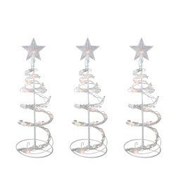NORTHLIGHT Set Of 3 Clear Lighted Spiral Cone Walkway Christmas Trees Outdoor Decor 18" In White