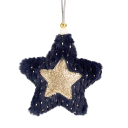 NORTHLIGHT 5" And Glittery Gold Plush Star Christmas Ornament In Blue