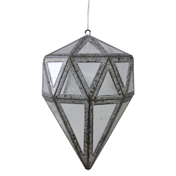 NORTHLIGHT 5.5" And Clear Mirrored Geometric Drop Christmas Ornament In Gray