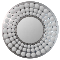 NORTHLIGHT 24.75" Cascading Orbs Round Wall Mirror In Silver