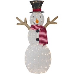 NORTHLIGHT 48" Led Lighted Snowman With Top Hat And Scarf Outdoor Christmas Decoration In Red