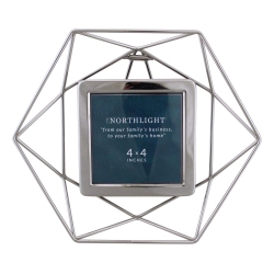 NORTHLIGHT Contemporary Hexagonal Picture Frame - for A 4" X 4" Photo - 9.5" - In Silver