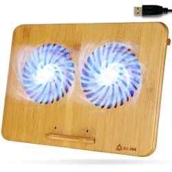 HLD ??klim Bamboo - Laptop Cooling Pad - Adjustable Speed - Cooling Stand With Fans And Bamboo Structure, for Laptops Between 1