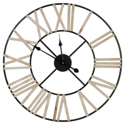 NORTHLIGHT 24" Roman Numeral Battery Operated Round Wall Clock With Metal Frame