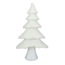 NORTHLIGHT 16.75" Cream Cable Knit Christmas Tree Tabletop Decoration
