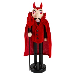 NORTHLIGHT 14" And Black Devil Holding Pitch Fork Halloween Nutcracker In Red