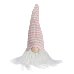 NORTHLIGHT 7.5" Pink And Striped Hat Spring Gnome In White