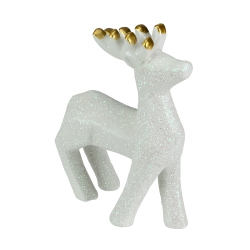 NORTHLIGHT 4.25" Glittery Ceramic Reindeer Christmas Figure In White