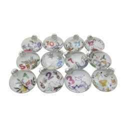 NORTHLIGHT 12Ct Clear 'the Twelve Days Of Christmas' Glass Disc Ornaments 3
