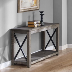 STEVE SILVER COMPANY Steve Dexter Distressed Driftwood Wood And Metal Sofa Table