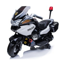 KIDSVIP Kids Ride On Motorcycle Police Officer 24V Battery Powered Bike: Rubber Wheels, Leather Seat, 2 Riders, Music Player, Siren, Lights