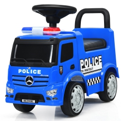TOPBUY Kids Ride On Police Car 2-In-1 Toddler Push Car W/storage Space Indoor & Outdoor Use In Blue