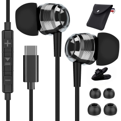 DOLAER USB C Headphones for Samsung S22 Ultra, In Ear USB C Earbuds \w Microphone Hifi Stereo Noise Cancelling Wired Earphones Type C for Galaxy S21