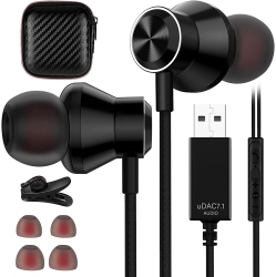 DOLAER USB Headphones Computer Headset, Noise Cancelling In-Ear Wired Earphones \w Microphone 7.5Ft for Office Live Broadcast Gaming Ps4, Compatible