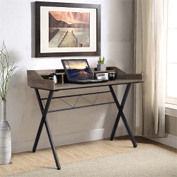 HOMYLIN Mid-Century Style 110Cm Width Writing Desk With 4 Spacious Exterior Shelving