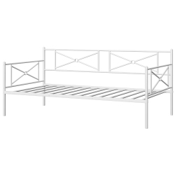 COSTWAY Metal Daybed Frame Twin Size Slat Support Mattress Foundation Living Room Whiteblacksilver